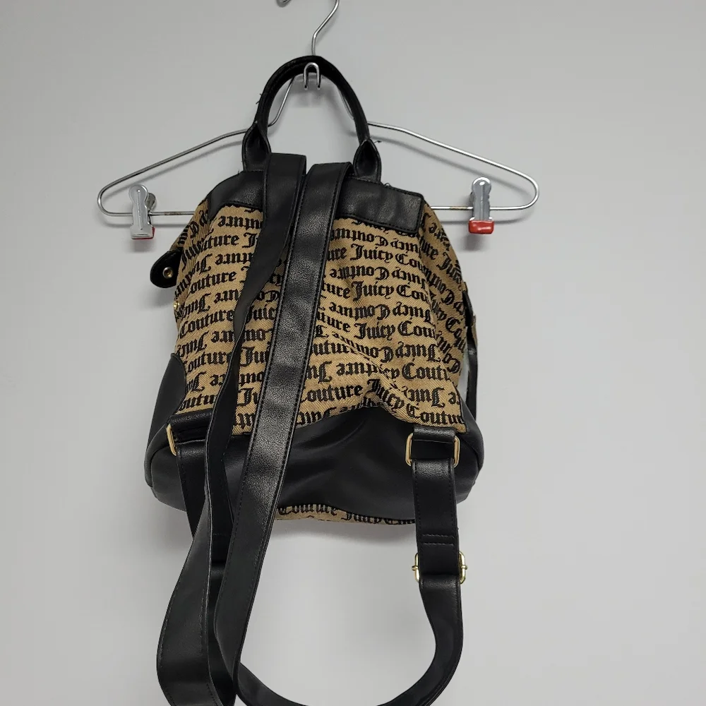 Juicy Couture Backpack Bag‎ Logo Black Brown Pop Out